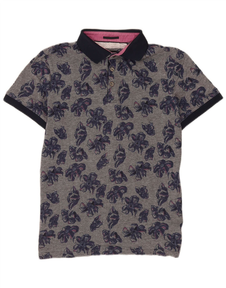 Ted Baker Polo Homme Taille 4 Grand Coton Floral Gris