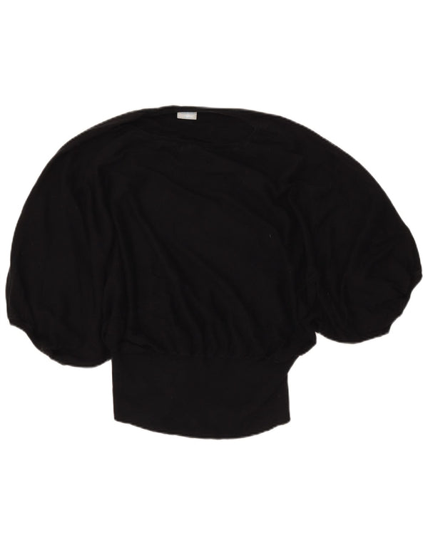 Oasis Pull à manches courtes et col bateau pour femme UK 10 Petit coton noir