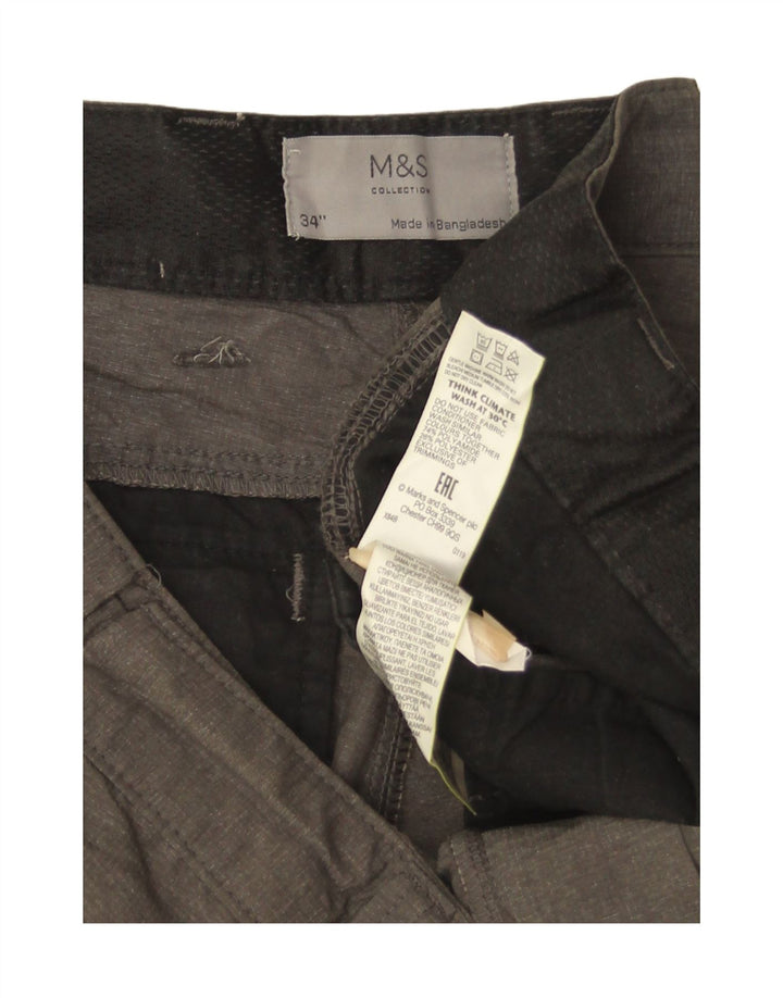 Marks & Spencer Short Cargo W34 Homme Gris Large Polyamide