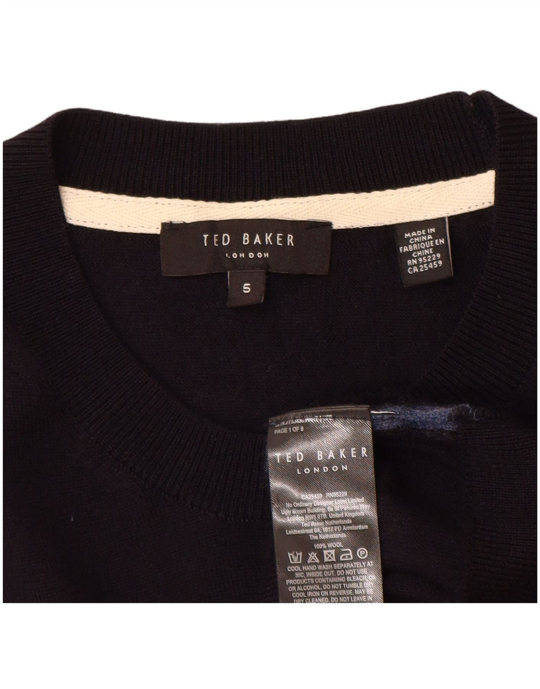 Ted Baker Pull ras du cou pour femme Taille 5 XL Bleu marine Laine