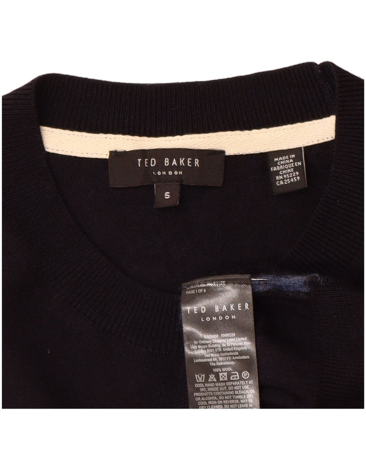 Ted Baker Pull ras du cou pour femme Taille 5 XL Bleu marine Laine