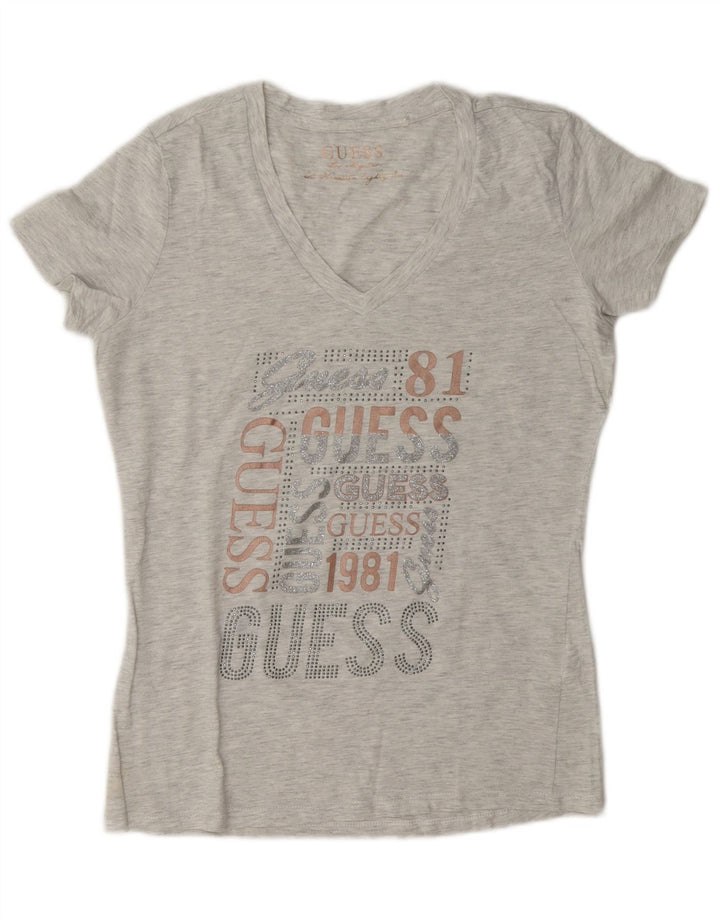 Guess T-shirt graphique pour femme UK 14 Gris moyen moucheté