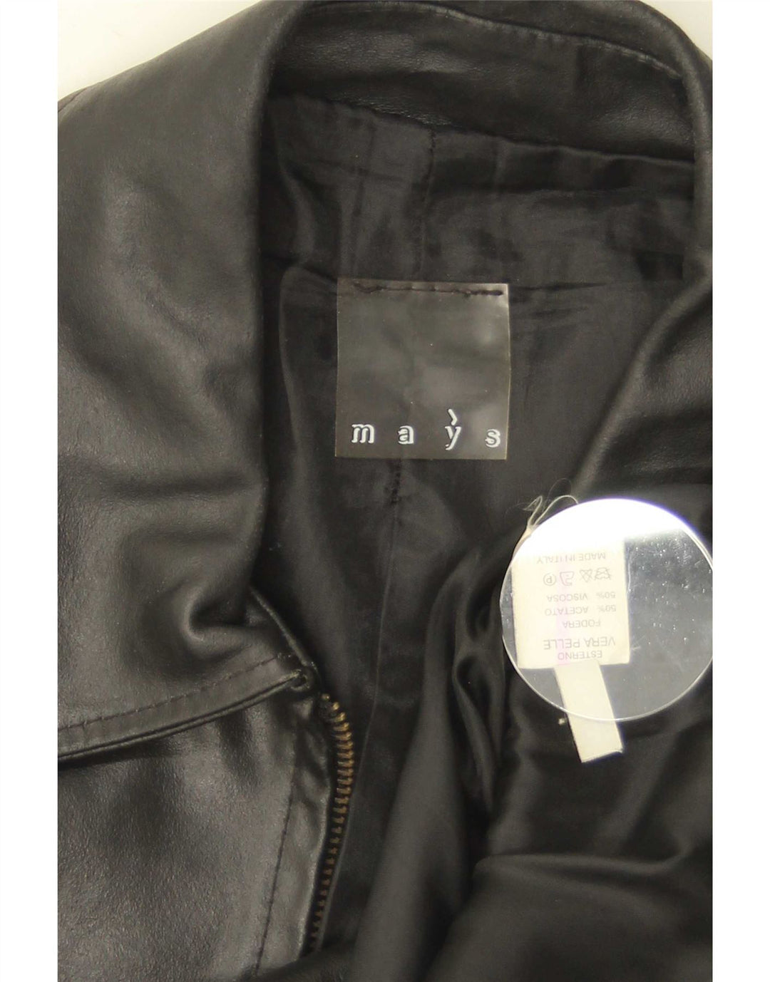 Mays Veste en Cuir Homme IT 46 Petit Cuir Noir