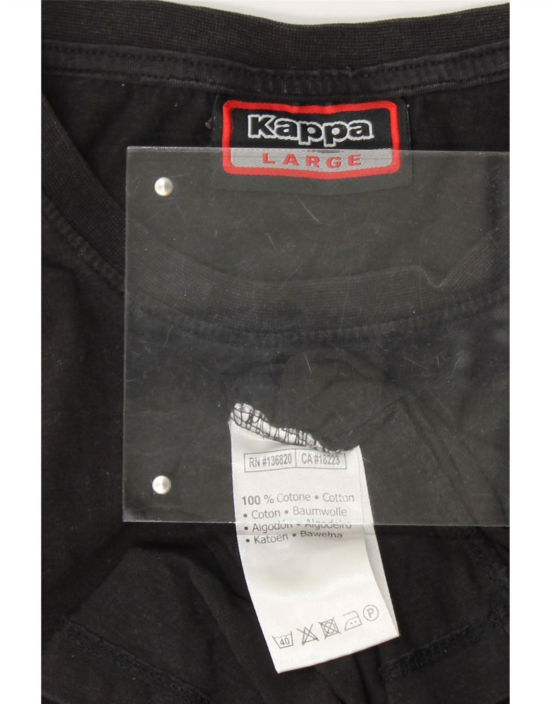 KAPPA Mens T-Shirt Top Large Black Cotton Vintage Kappa and Second-Hand Kappa from Messina Hembry 