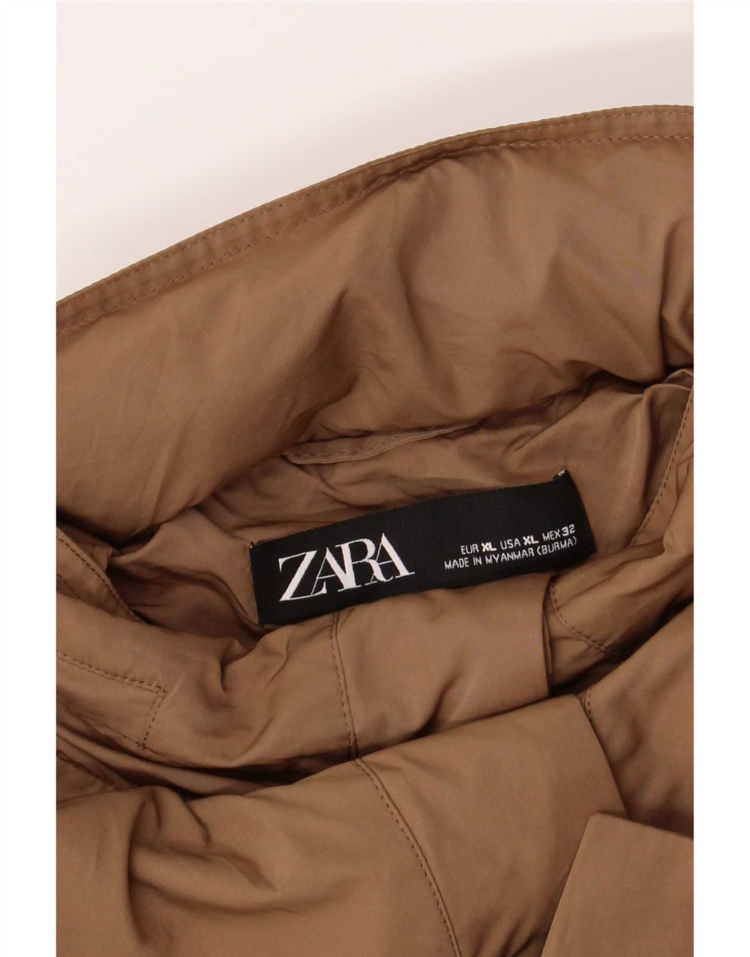 Zara Veste de pluie à capuche coupe régulière pour femme XL Marron