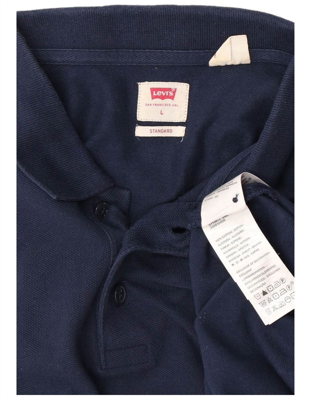 Levi's Polo Standard Homme Bleu Marine Large Coton