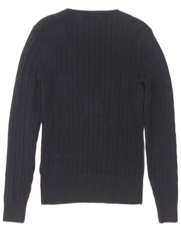Gant Pull col en V pour femme UK 8 Small Bleu marine Coton