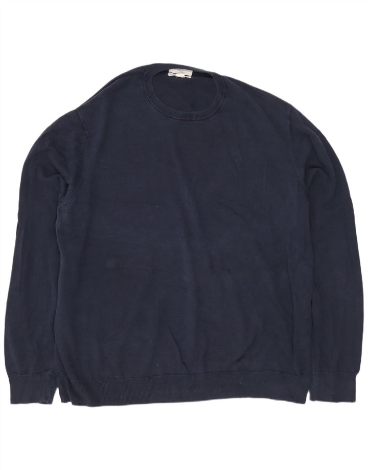 MARKS & SPENCER Pull col rond homme 3XL bleu marine coton