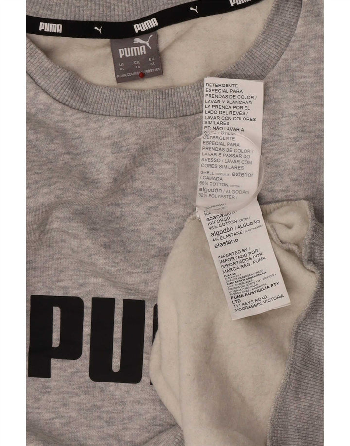 Puma Sweat-Shirt Graphique Homme XL Gris Moucheté Coton