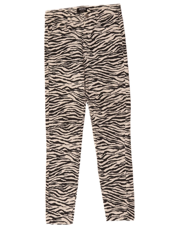 Zara Womens Trafaluc Slim Jeans EU 38 Small W28 L28 Blanc Imprimé Animal
