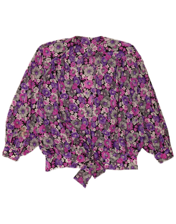 vintage Femme Wrap Chemise Blouse UK 18 XL Violet Floral