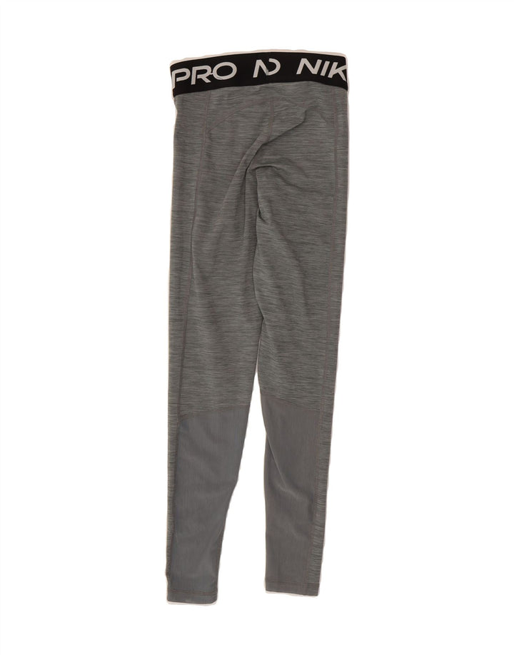 NIKE Womens Dri Fit Graphic Leggings UK 4 XS Grey Flecked Polyester Vintage Nike and Second-Hand Nike from Messina Hembry 