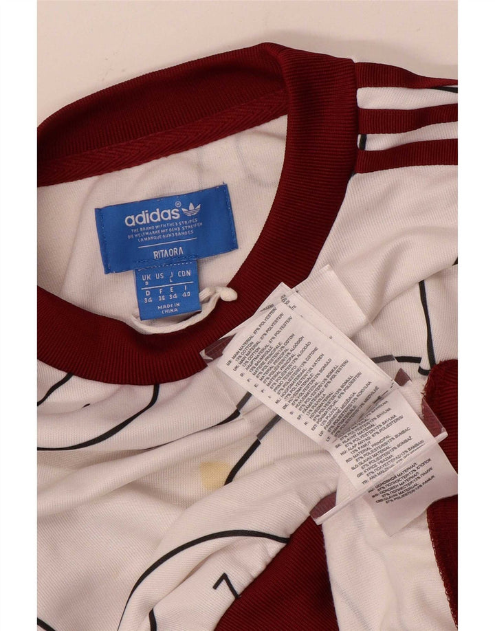Adidas Sweat-shirt court surdimensionné pour femme UK 8 Petit Blanc