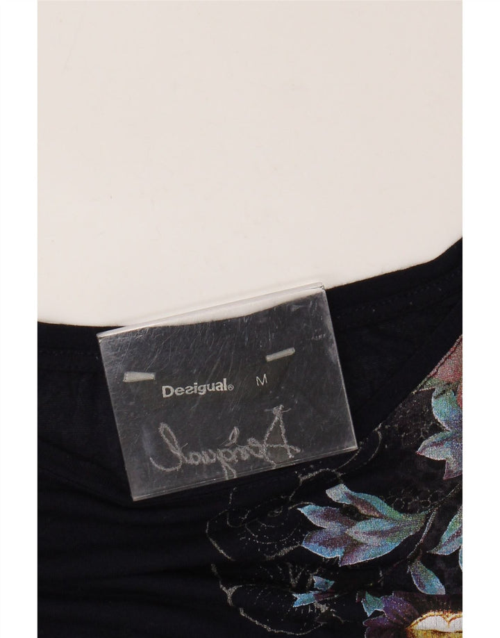 Desigual Tunique graphique pour femme UK 44 Bleu marine moyen floral