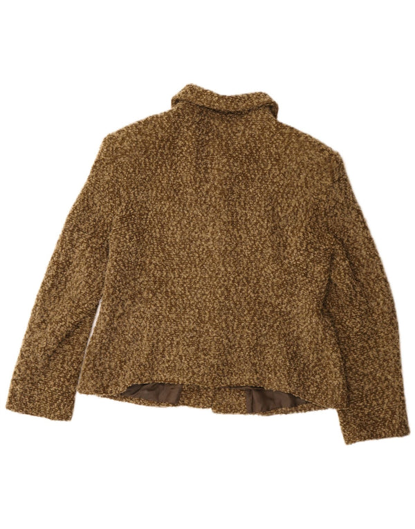 vintage Femme 4 Bouton Blazer Veste UK 14 Moyen Kaki Moucheté Acrylique