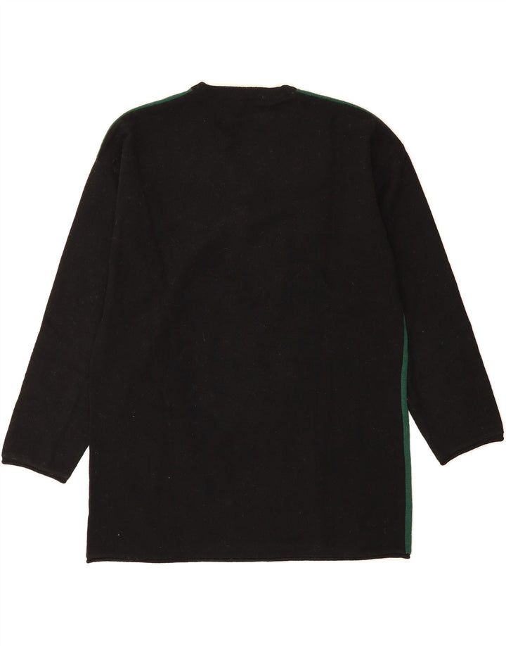 FUZZI Womens Graphic V-Neck Jumper Sweater IT 46 Large Green Colourblock Vintage Fuzzi and Second-Hand Fuzzi from Messina Hembry 