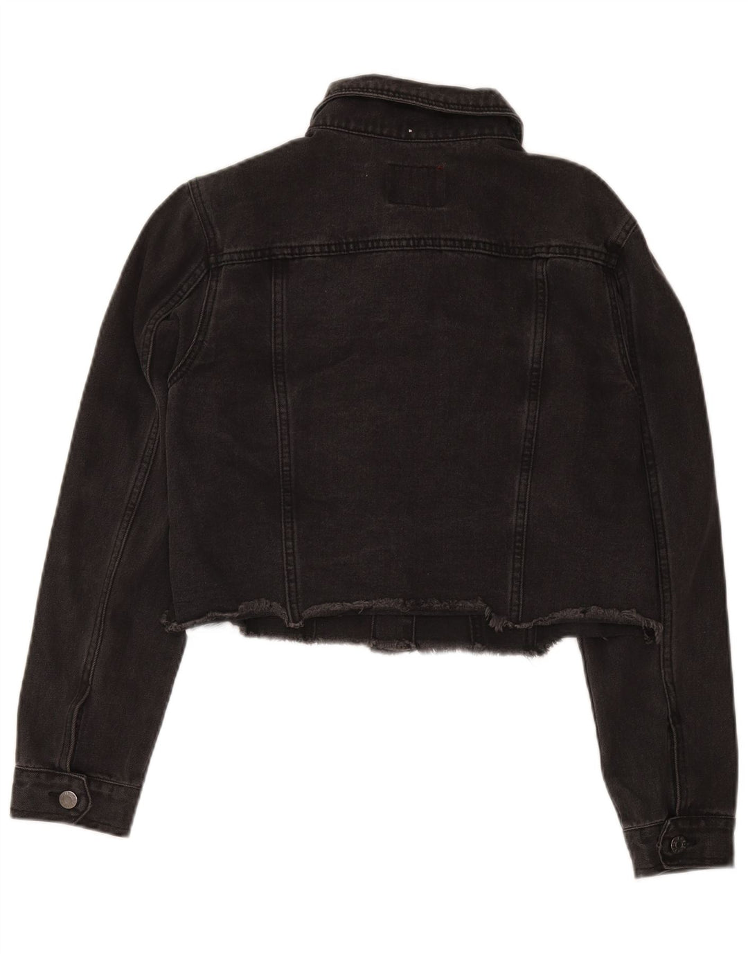 Guess Veste en jean courte en détresse pour femme UK 12 Coton noir moyen