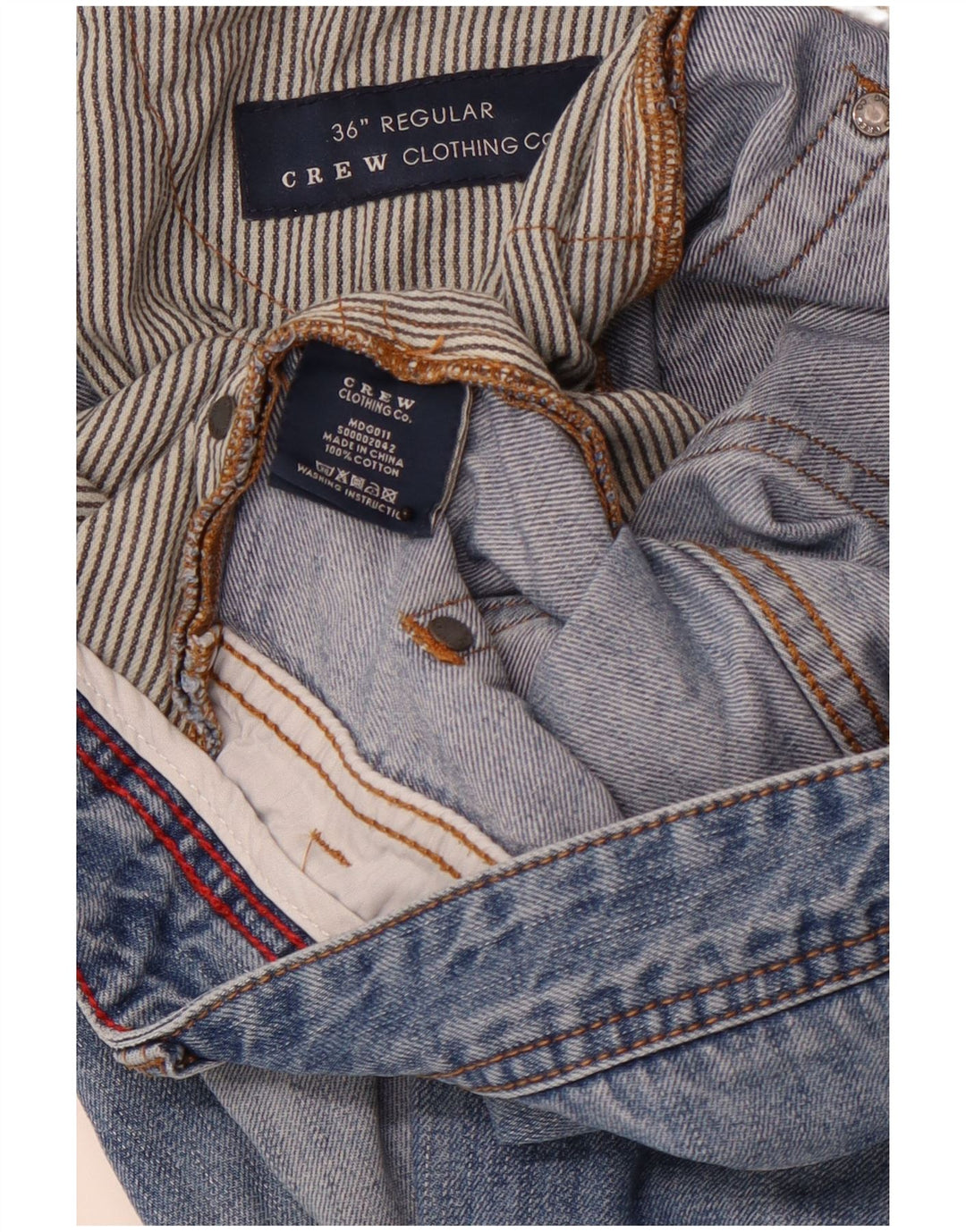 CREW CLOTHING Jean droit homme W36 L31 bleu coton