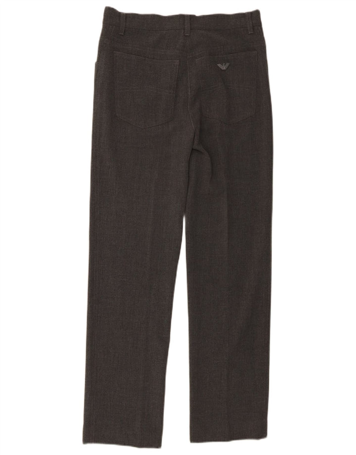 Armani Pantalon décontracté droit pour femme W30 L28 Gris Polyester