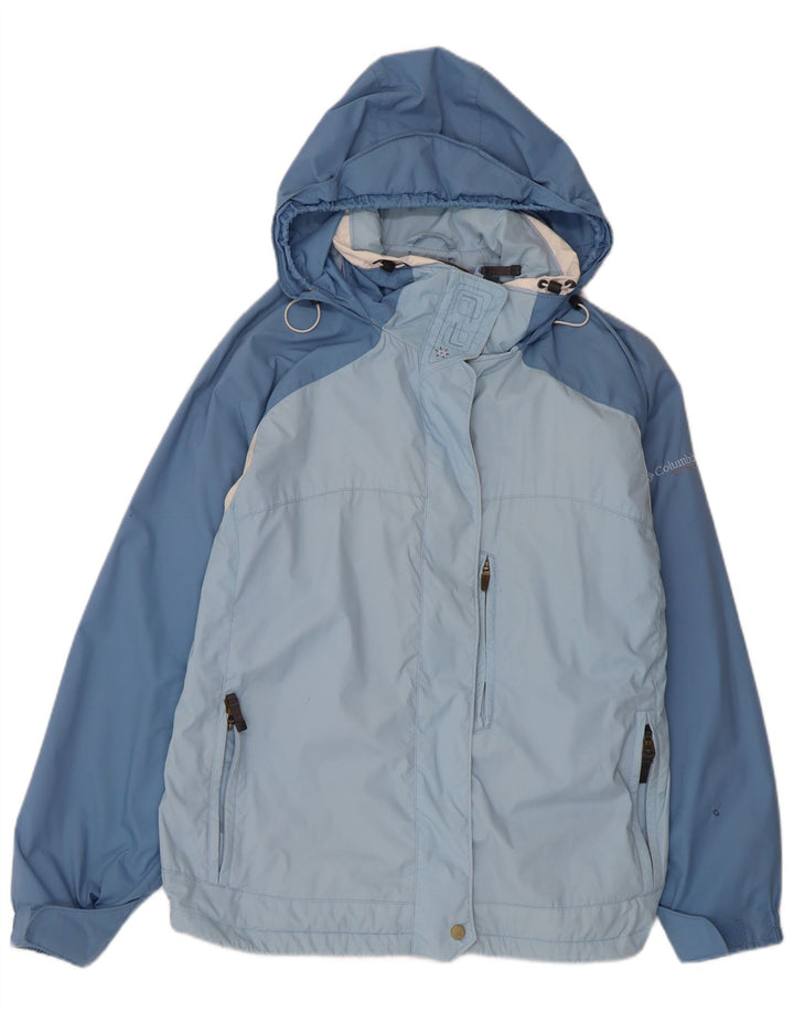 COLUMBIA Veste de pluie à capuche surdimensionnée pour femme UK 18 XL Bleu Colorblock