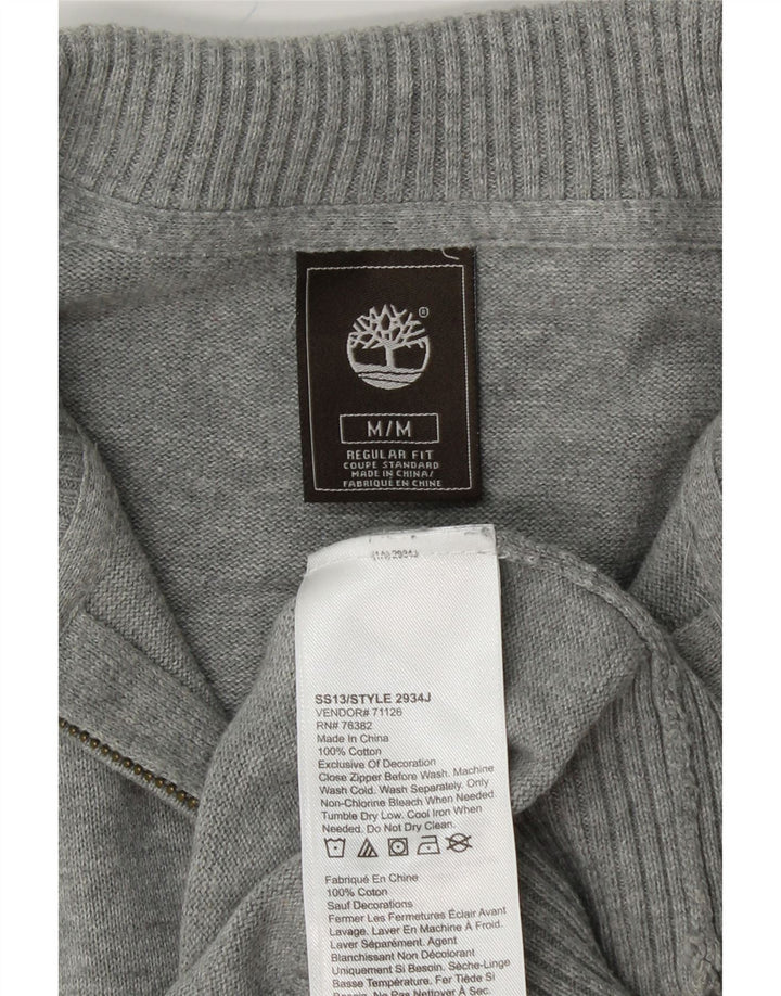 TIMBERLAND Mens Regular Fit Zip Neck Jumper Sweater Medium Grey Cotton Vintage Timberland and Second-Hand Timberland from Messina Hembry 