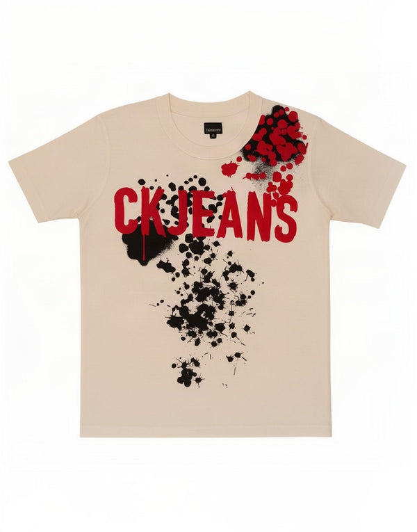 Calvin Klein Jeans T-Shirt Graphique Homme Blanc Moyen Coton