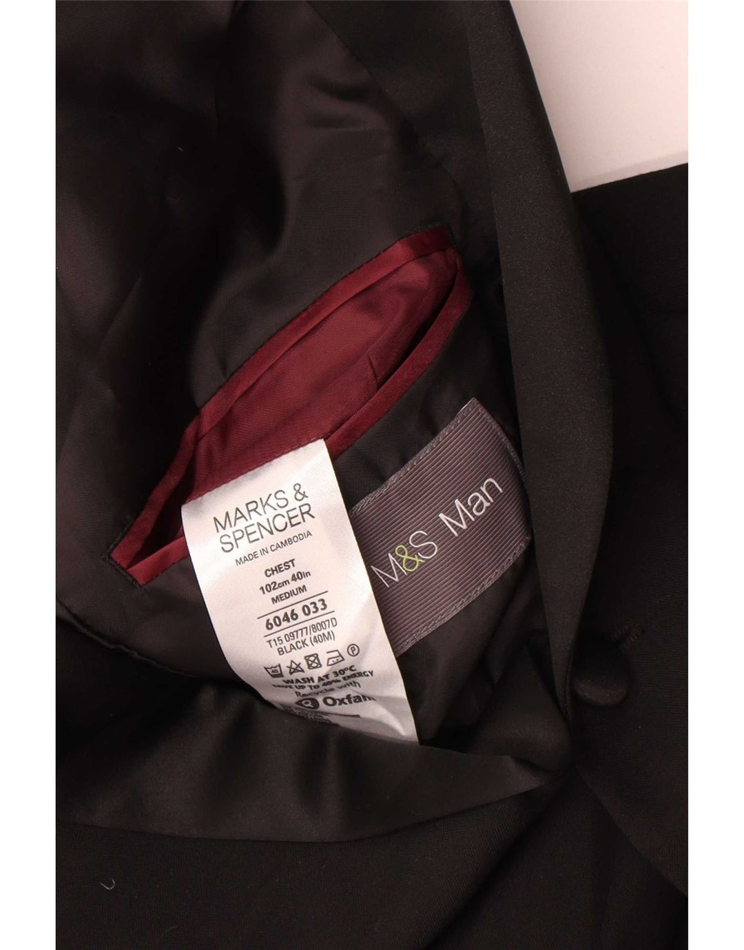 Marks & Spencer Veste blazer à 2 boutons pour homme UK 40 Noir moyen Polyester