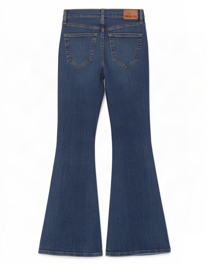Topshop Femme Jean Évasé Jamie W24 L28 Bleu Coton