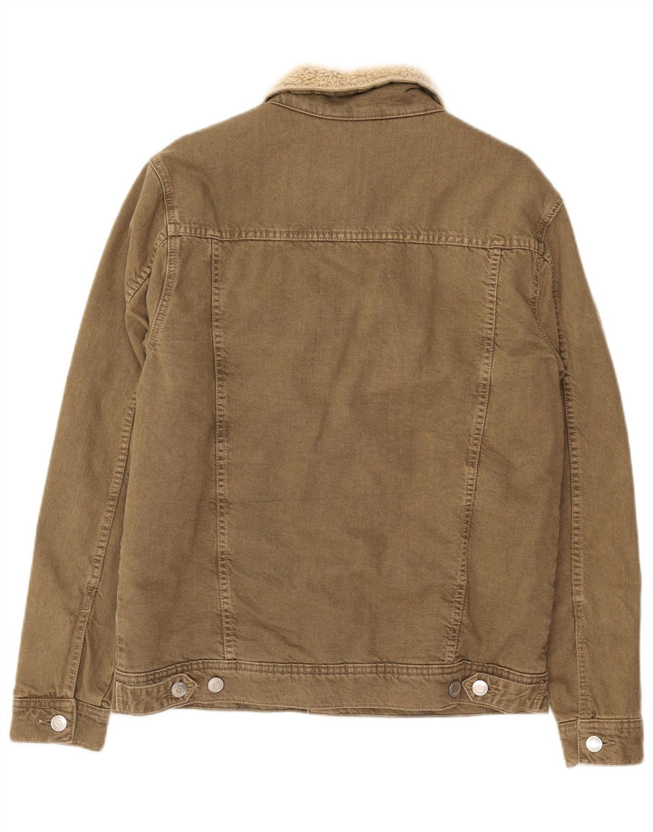 Zara Veste en jean Sherpa pour homme UK 38 en coton kaki moyen