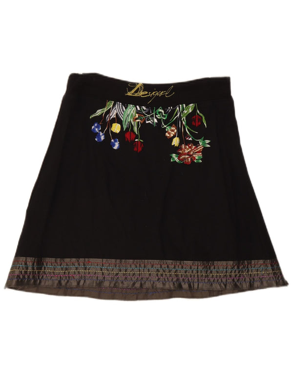 Desigual Femme Jupe Trapèze Small W27 Coton Floral Noir