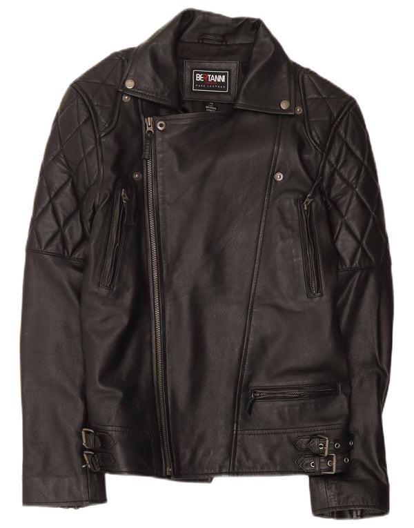 Bertanni Veste de motard en cuir pour homme UK 38 Medium Noir