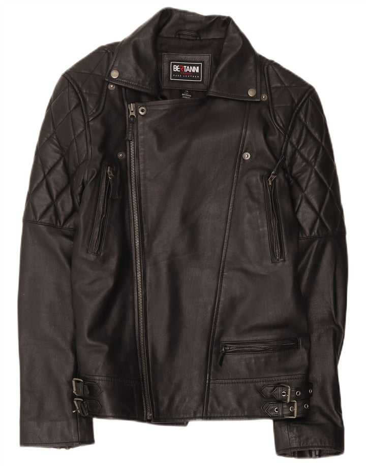Bertanni Veste de motard en cuir pour homme UK 38 Medium Noir
