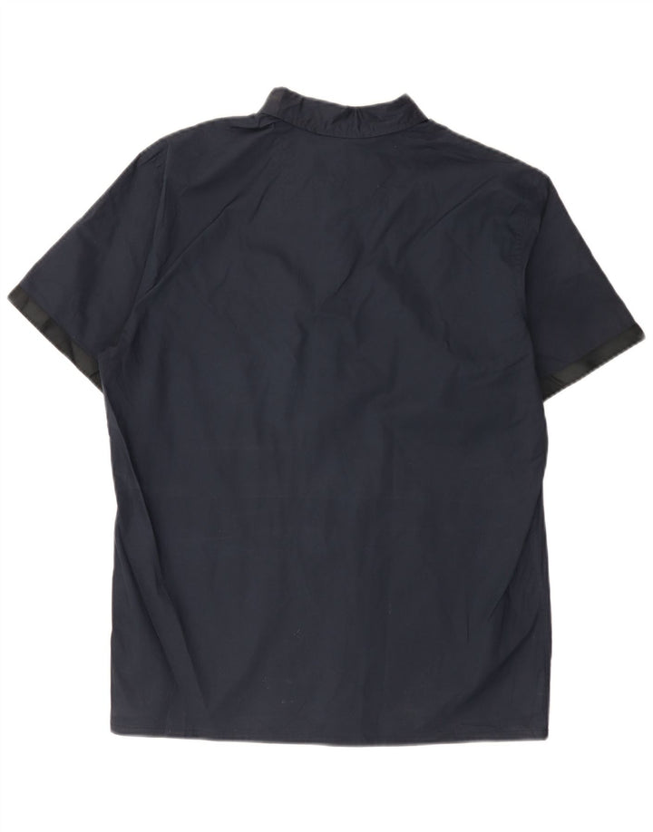 Mossimo Chemise pull à manches courtes pour homme en coton bleu marine moyen