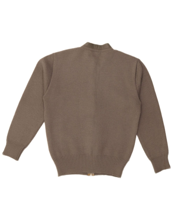 vintage Mens Cardigan Sweater IT 50 Acrylique Brun Moyen