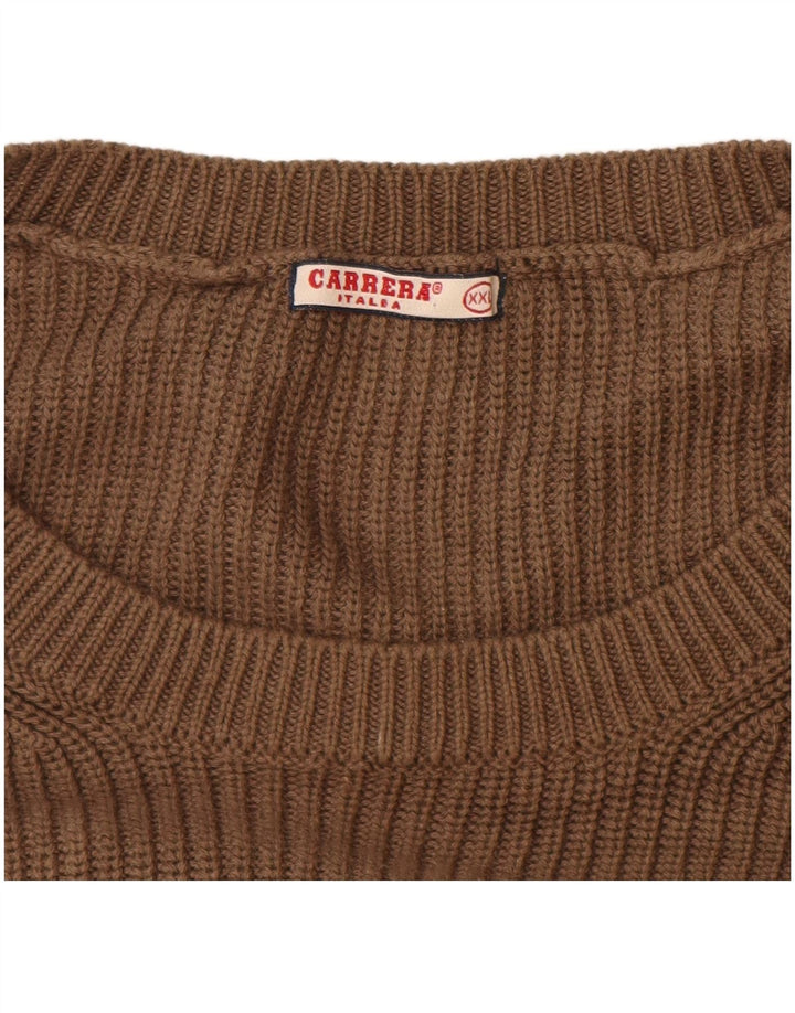 Carrera Pull à col rond pour homme 2XL en coton marron