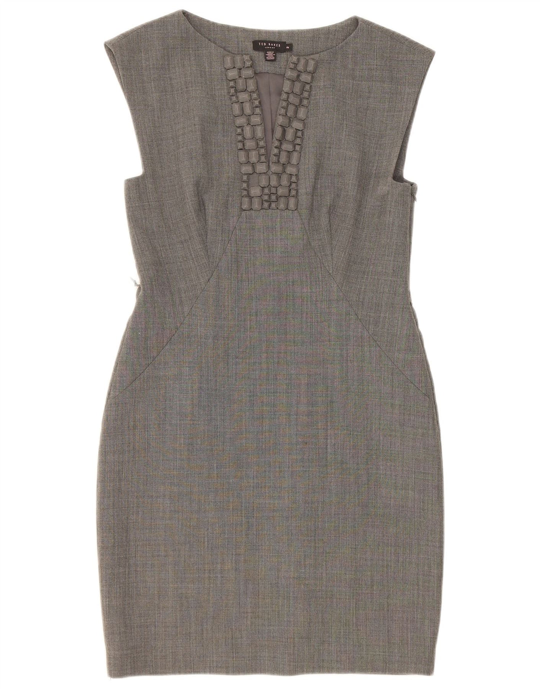Ted Baker Robe fourreau sans manches pour femme Taille 2 Petit Polyester Gris