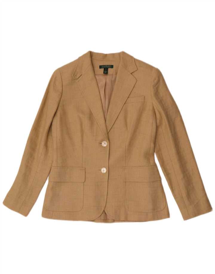 Ralph Lauren Veste blazer à 2 boutons pour femme US 8 à chevrons beige moyen