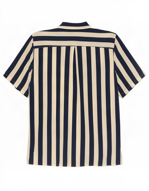 vintage Femme Chemise À Manches Courtes Blouse IT 42 Moyen Bleu Marine Rayé