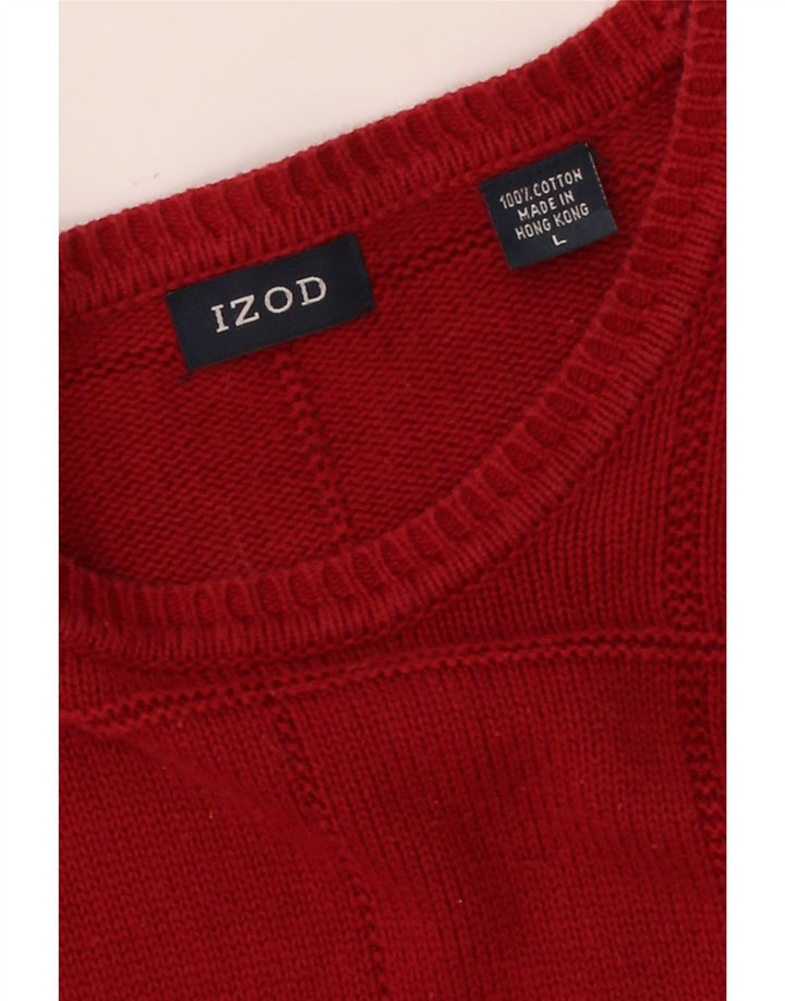 IZOD Mens Crew Neck Jumper Sweater Large Red Cotton Vintage Izod and Second-Hand Izod from Messina Hembry 