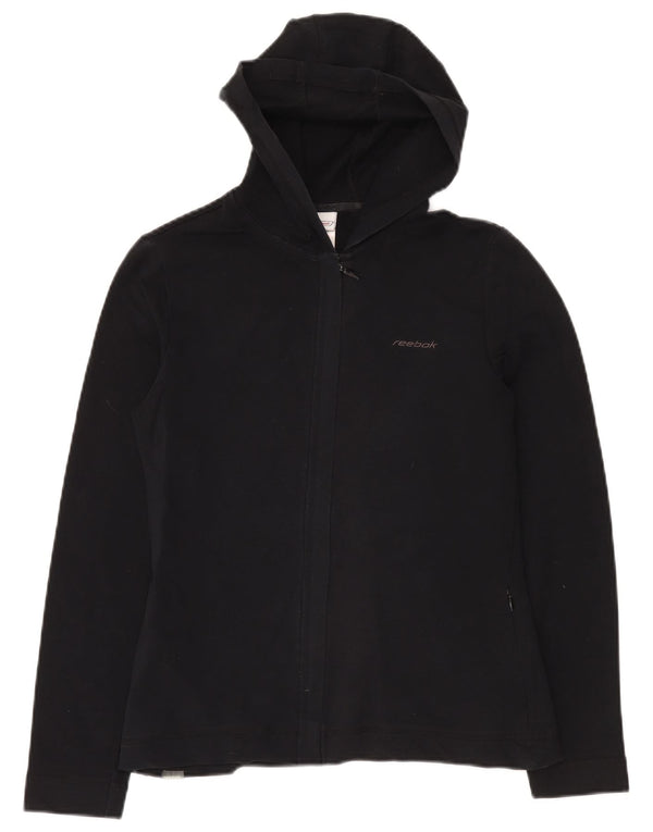 REEBOK Pull à capuche zippé pour femme UK 10 Small Noir Coton