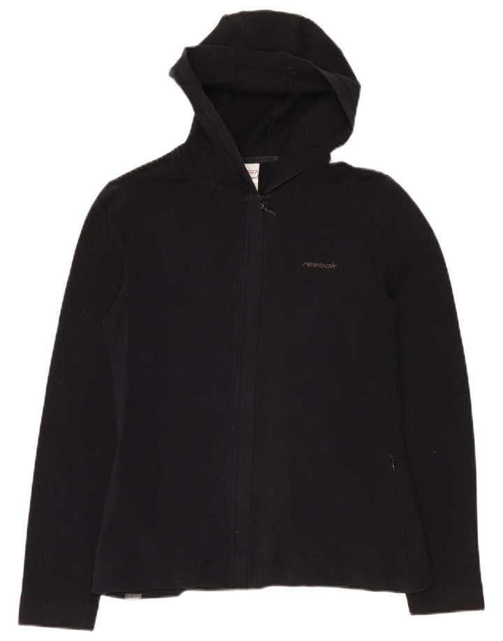 REEBOK Pull à capuche zippé pour femme UK 10 Small Noir Coton