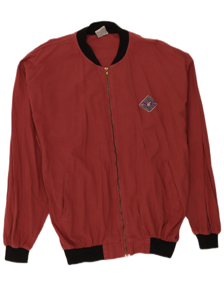 vintage Mens Loose Fit Bomber Jacket IT 48/50 Coton Rouge Moyen