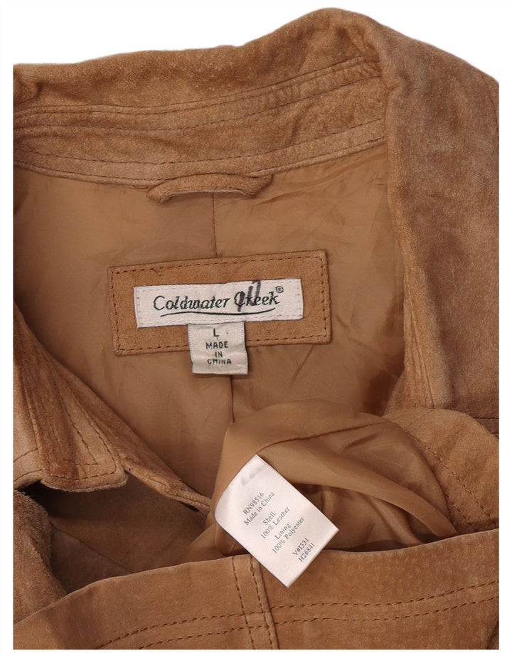 Coldwater Creek Veste en daim pour femme UK 16 Grand cuir marron
