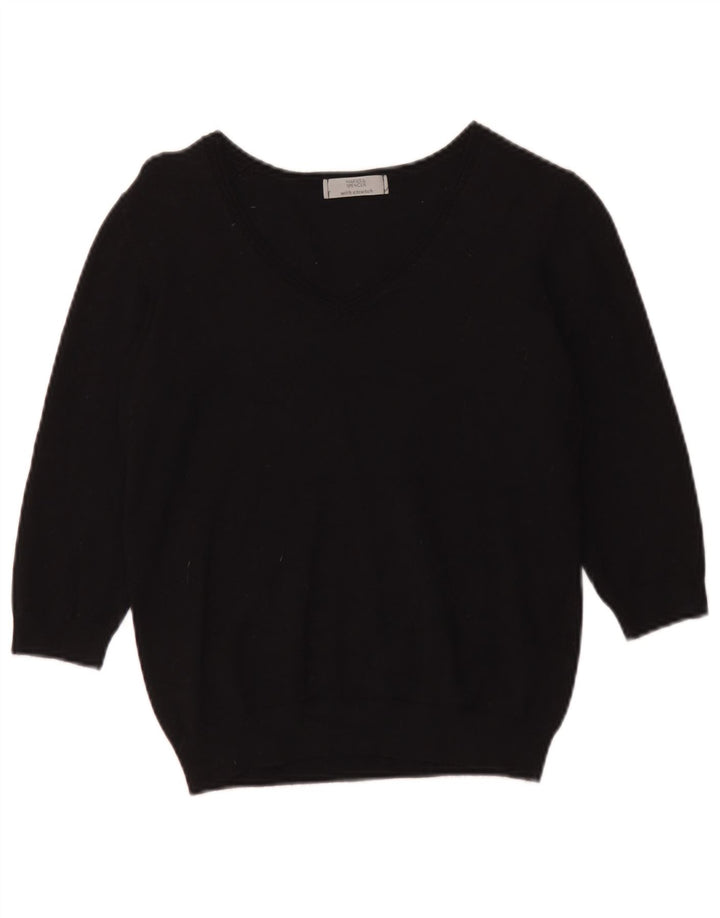 Marks & Spencer Pull court à col en V pour femme UK 14 Noir moyen