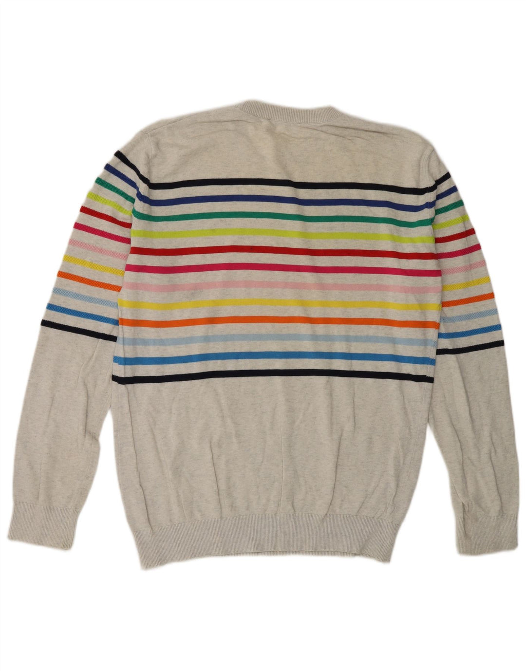 Benetton Pull Col Rond Homme Gris Moyen Rayé