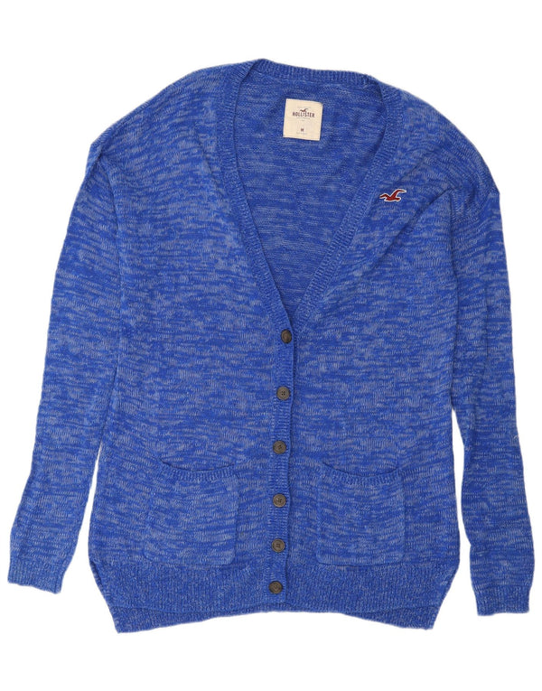 Hollister Pull cardigan long pour femme UK 14 Coton moucheté bleu moyen