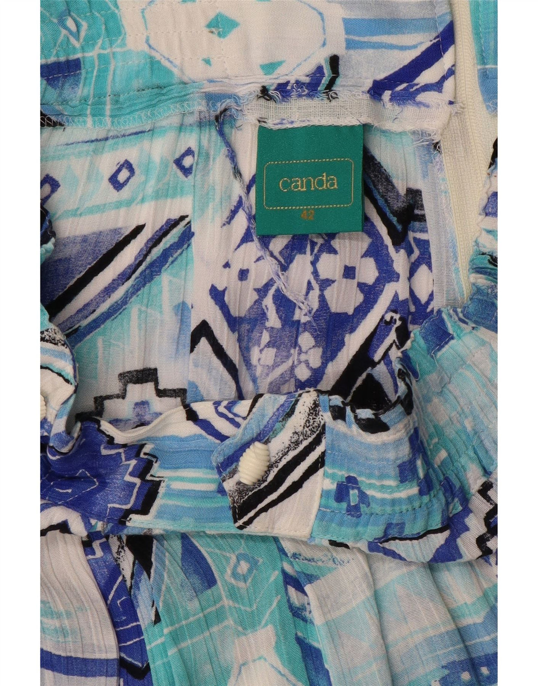 Canda Bermuda Femme EU 42 Large W32 Bleu Géométrique Viscose