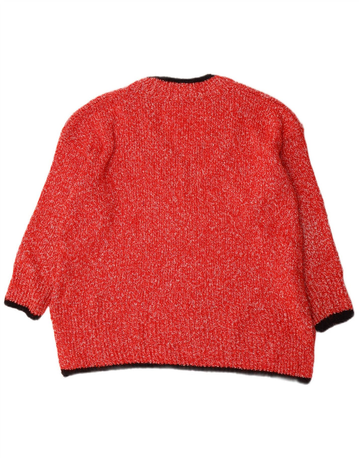 Marks & Spencer Pull col en V pour femme UK 16 Large Rouge Polyester