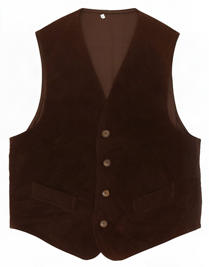 gilet en daim vintage pour hommes petit brun