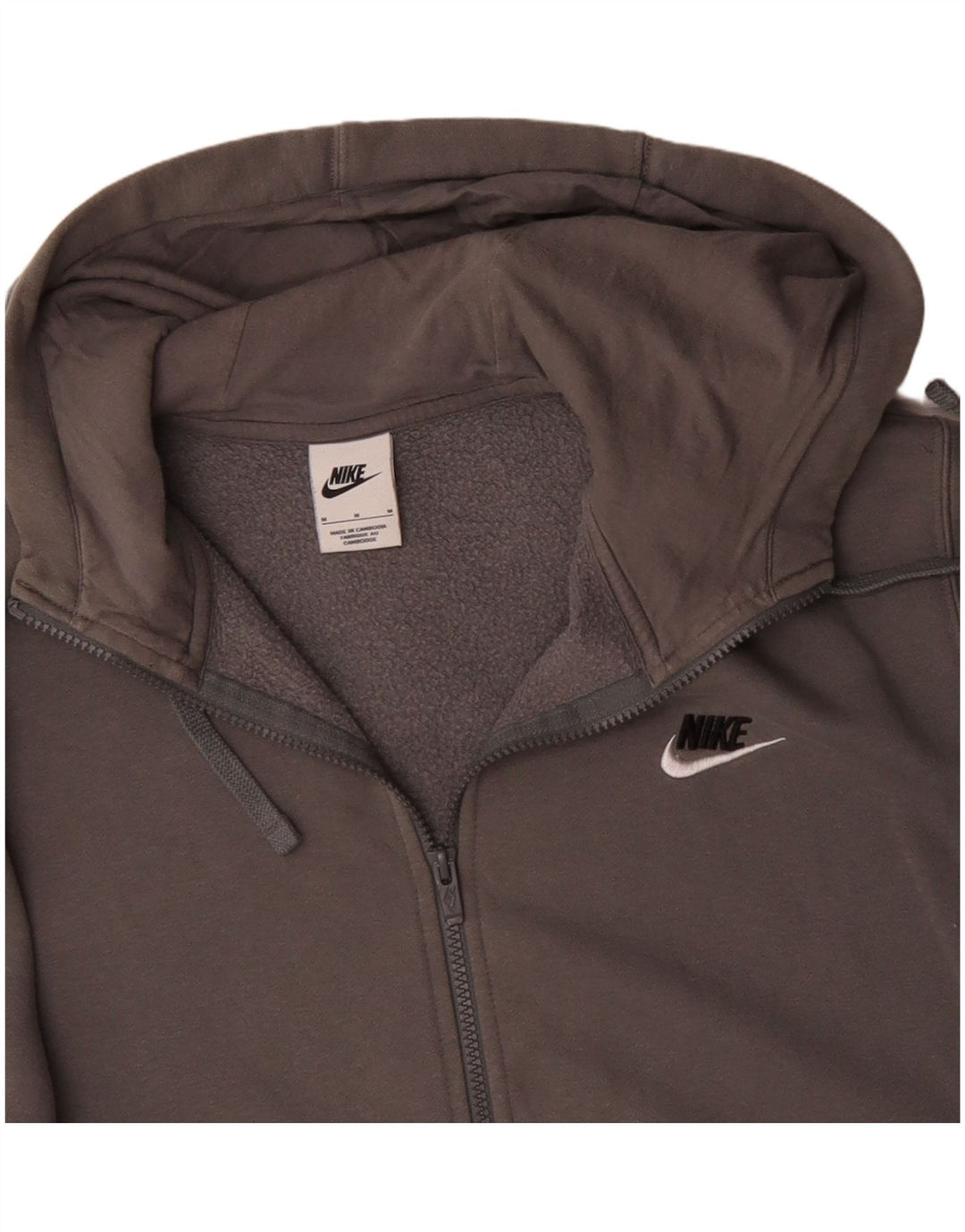 NIKE Pull à capuche zippé pour homme en coton gris moyen